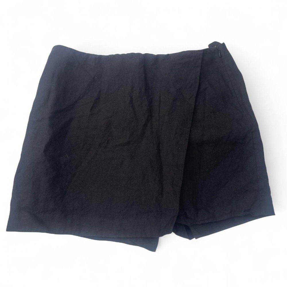 Talbots black linen shorts skirt front